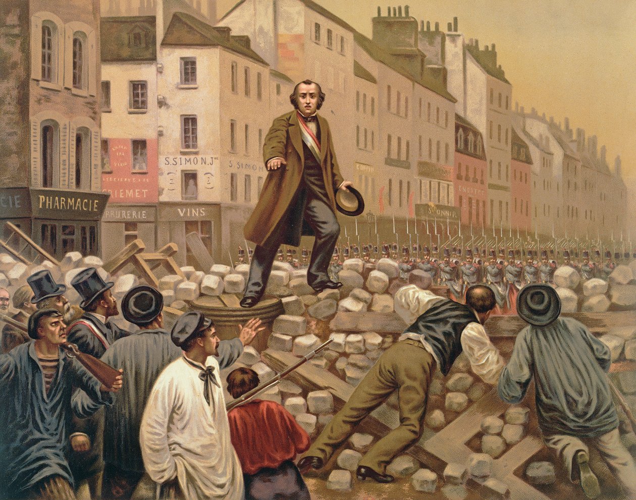 Alphonse Baudin na Barricada de Faubourg Saint-Antoine, 3 de dezembro de 1851 de French School