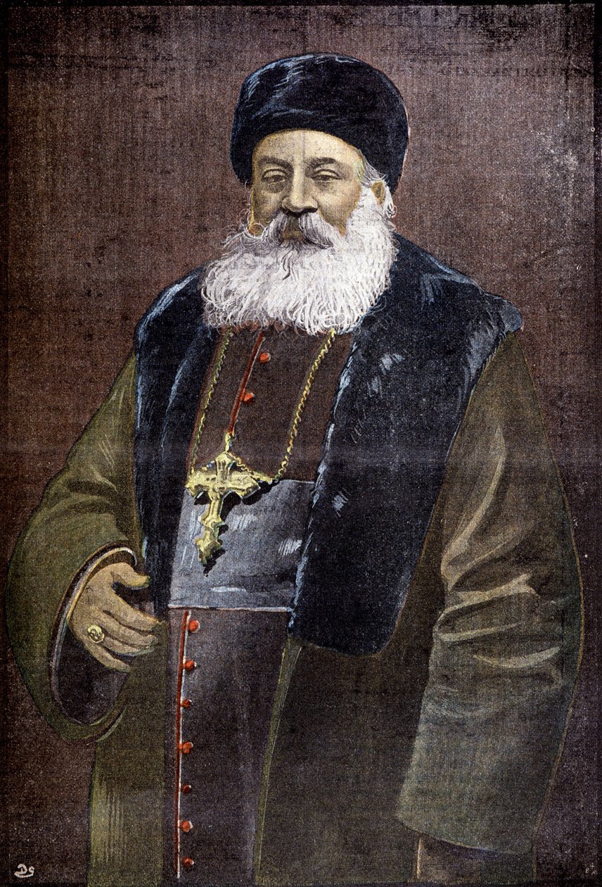 Alphonse Favier (1837-1905), lazarista francês, eveque de Pekin, herói da sede das legações pelos Boxers, em 1900 (gravura) de French School