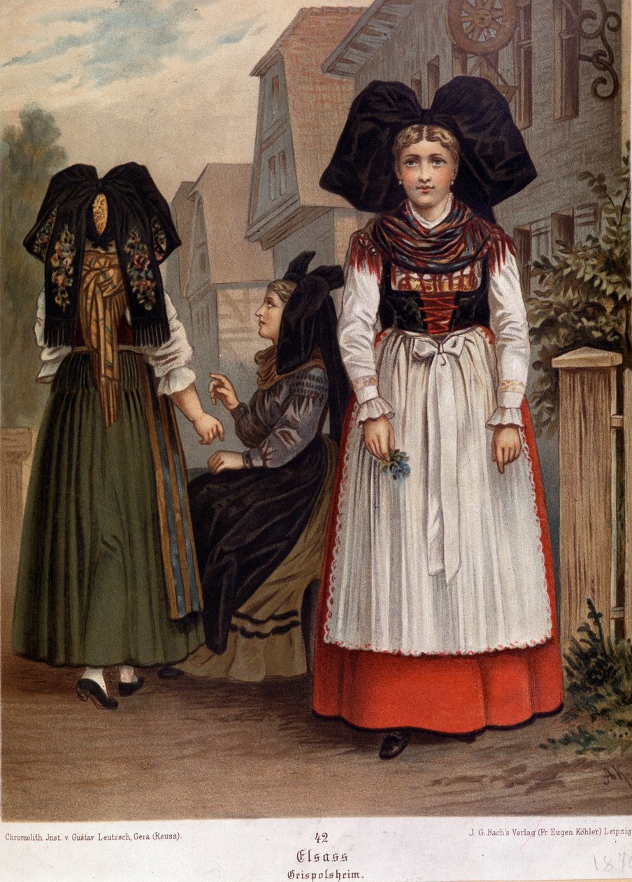 Alsacianos com traje regional de French School