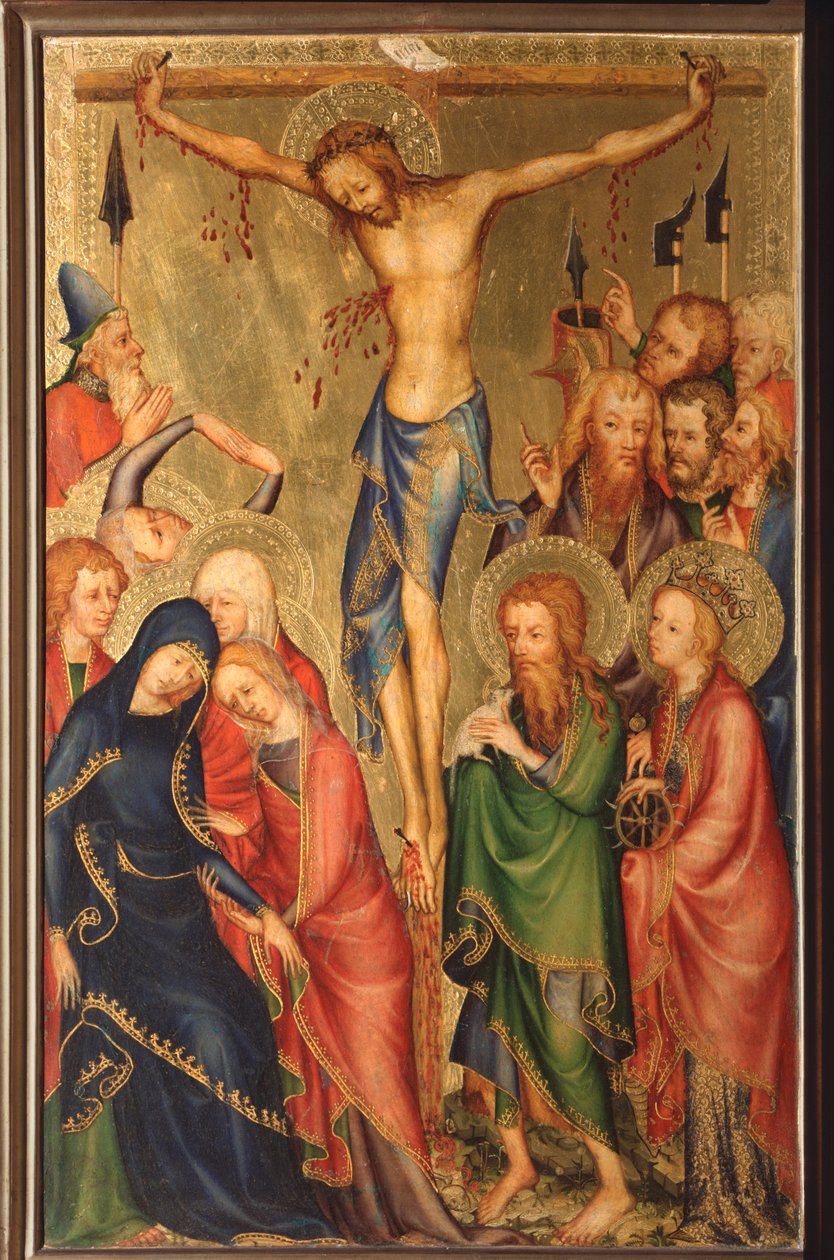Altarolo del Bargello: crucificação - (díptico de Bargello, crucificação) Pintura anónima da escola francesa do século XIV (escola francesa, século XIV) Florença, Museo Nazionale del Bargello de French School