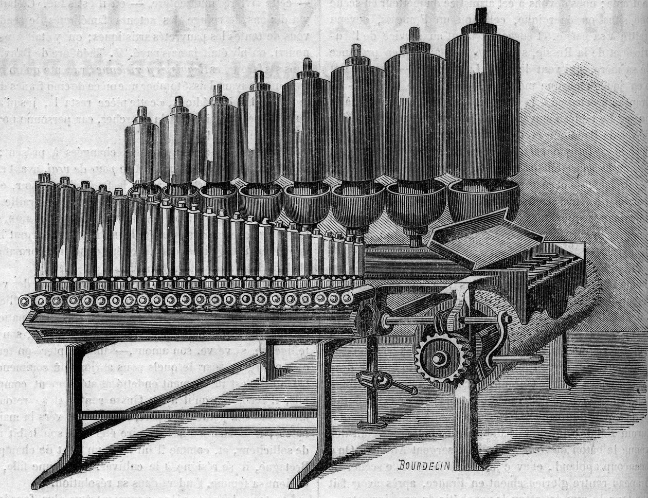 Órgão a vapor americano. Gravura em "Le Monde Illustré" n°146 de 28 de Janeiro de 1860. de French School
