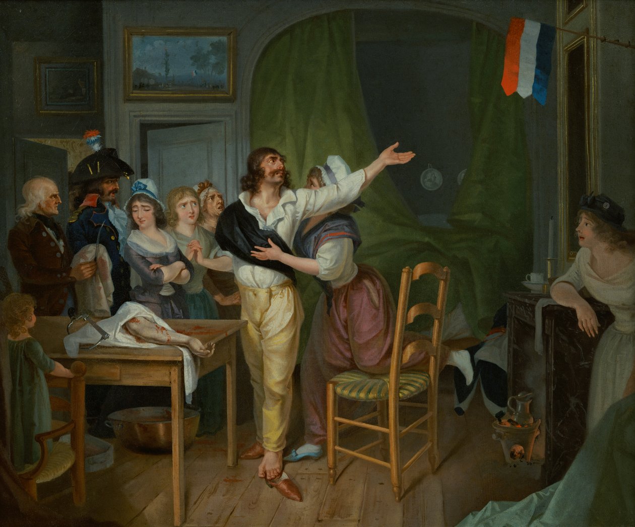 A devoção de um amputado à pátria (óleo sobre tela) de French School