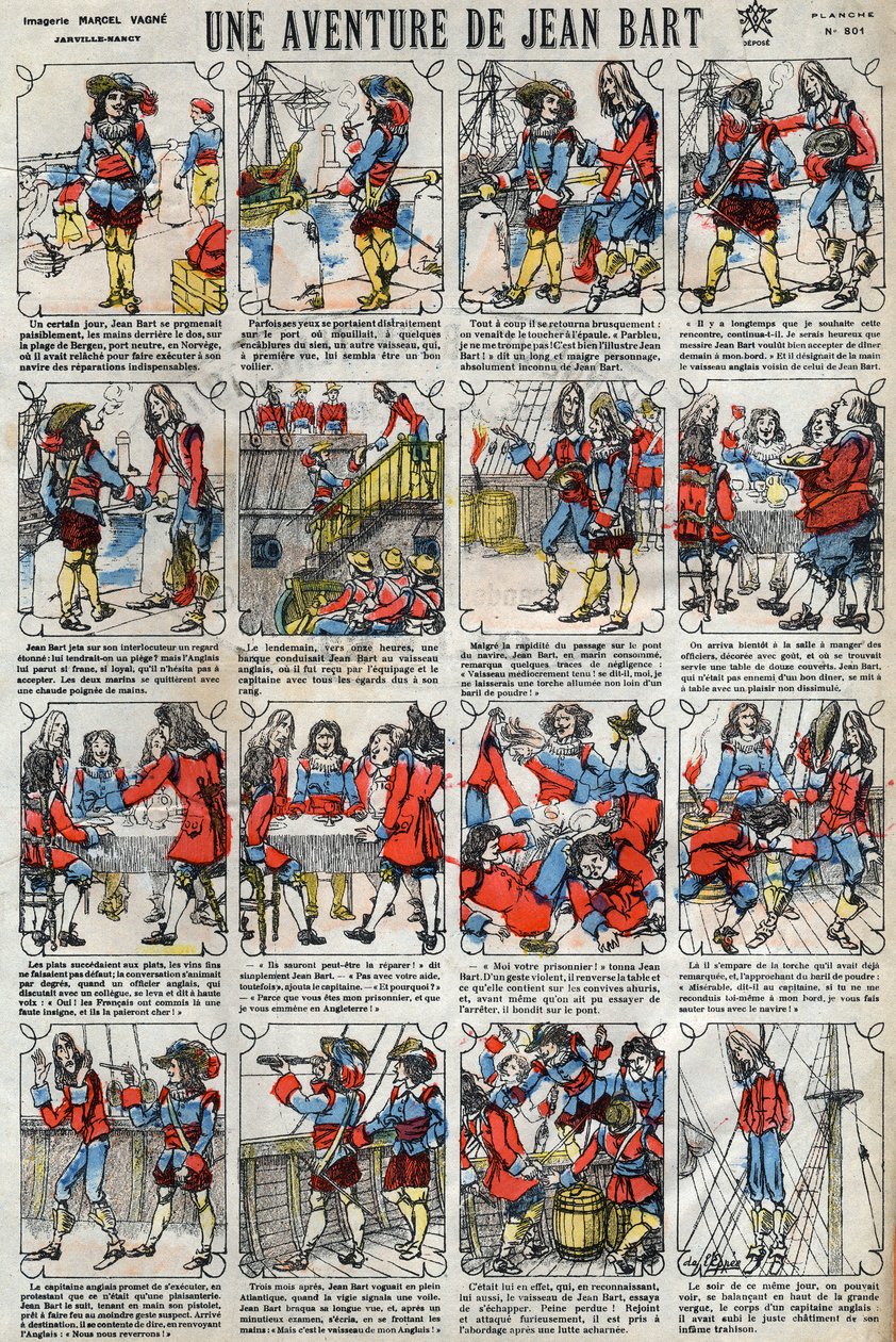 Uma aventura de Jean Bart (1650 - 1702), corsário francês. Imagens epinais do final do século XIX. de French School