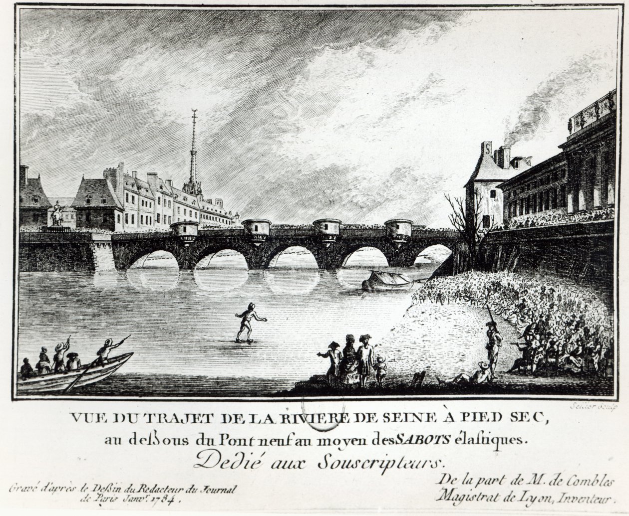 Uma tentativa de atravessar o Sena, 1784 de French School
