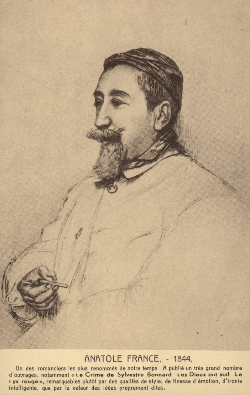 Anatole France (1844-1924), poeta, jornalista e romancista francês (litografia) de French School