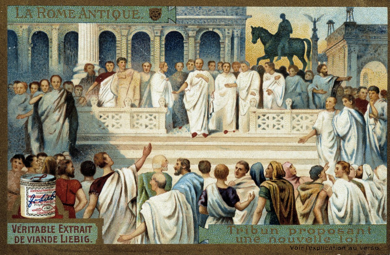 Roma antiga: tribuno propondo uma nova lei - Liebig Cromolitografia, v.1900 de French School