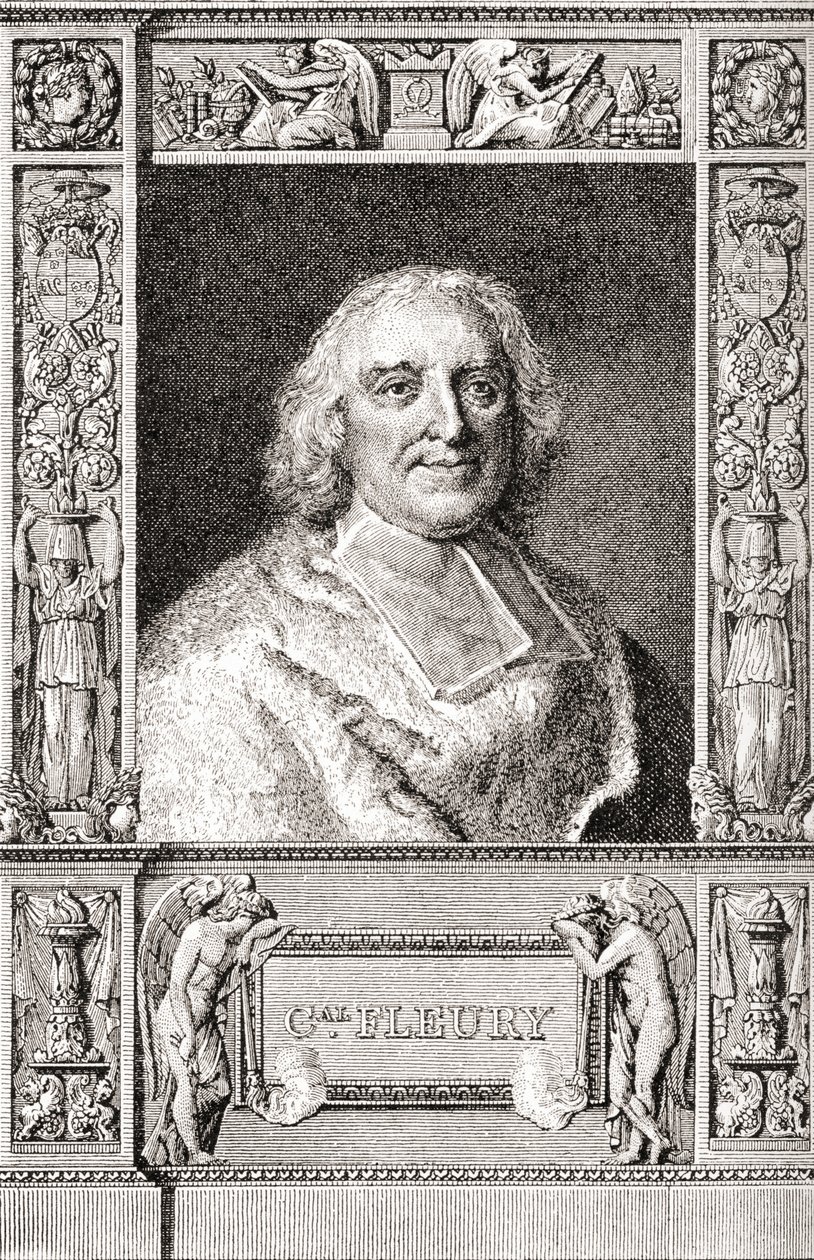 André-Hercule de Fleury, bispo de Fréjus, 1653 1743. Cardeal francês e ministro-chefe de Luís XV. Das horas livres publicadas 1908. de French School