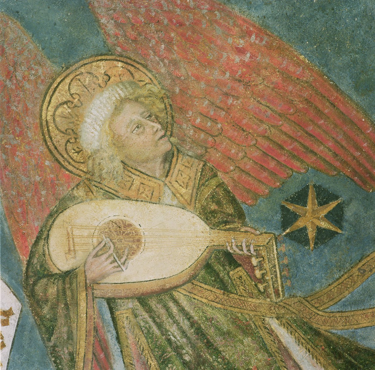 Músico de anjo tocando um alaúde, detalhe da abóbada da cripta de French School