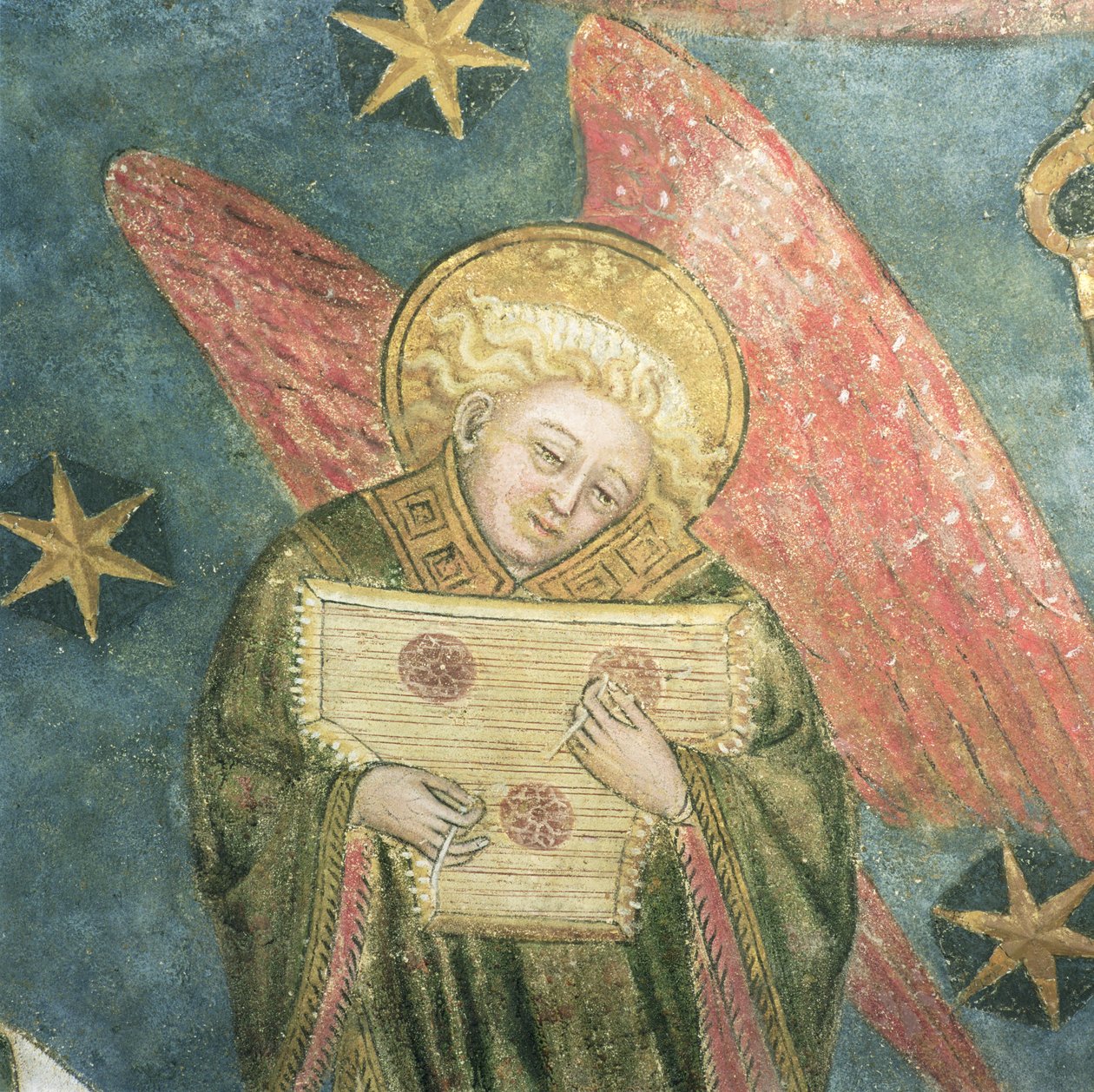 Músico de anjo tocando um saltério, detalhe da abóbada da cripta de French School