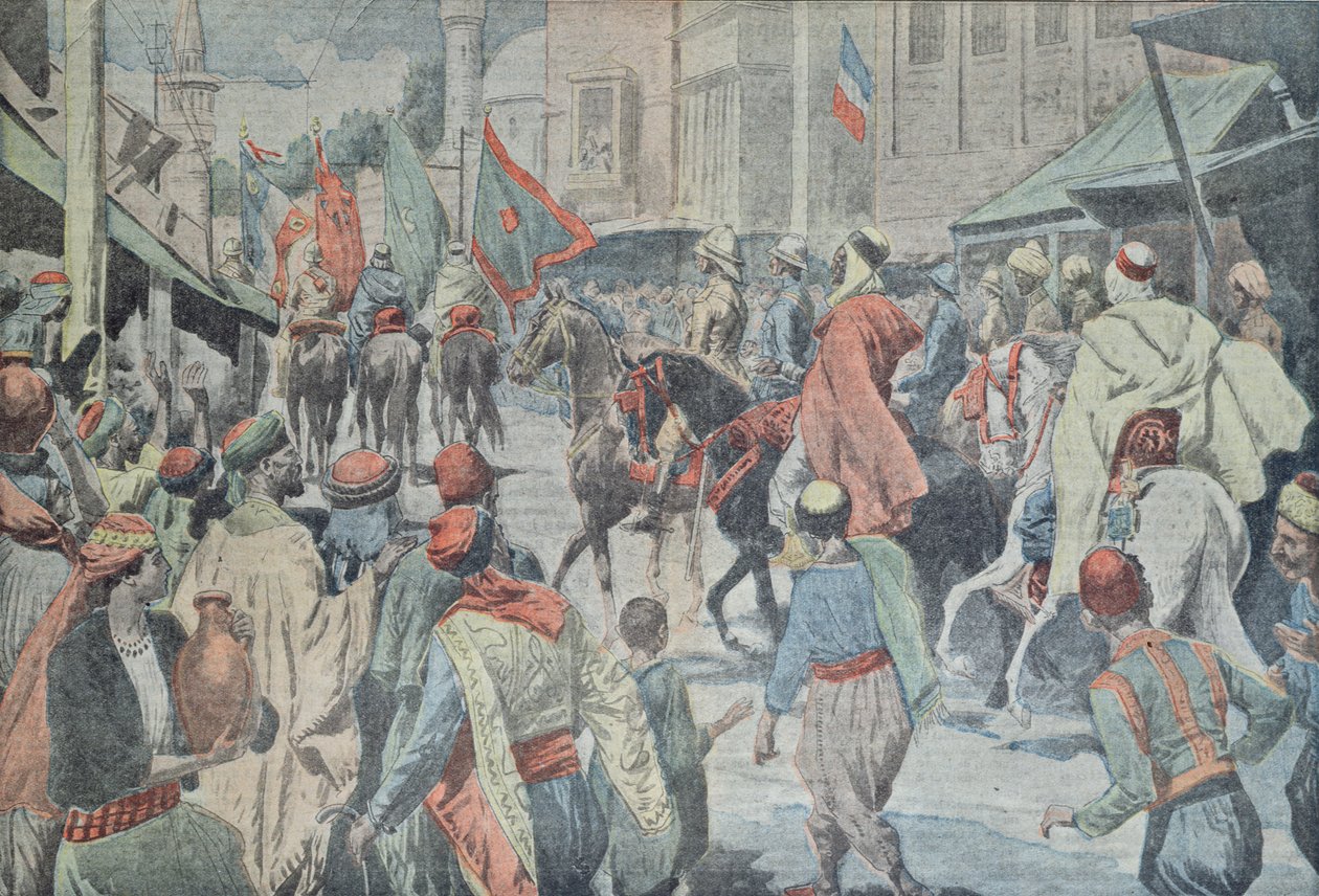 Tropas Anglo-Árabes que entram em Damasco em 1918, de Le Pelerin de French School