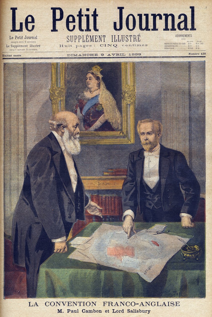Convenção anglo-francesa assinada em Londres por Paul Cambon (1843-1924) e Lord Salisbury (1830-1904) de 