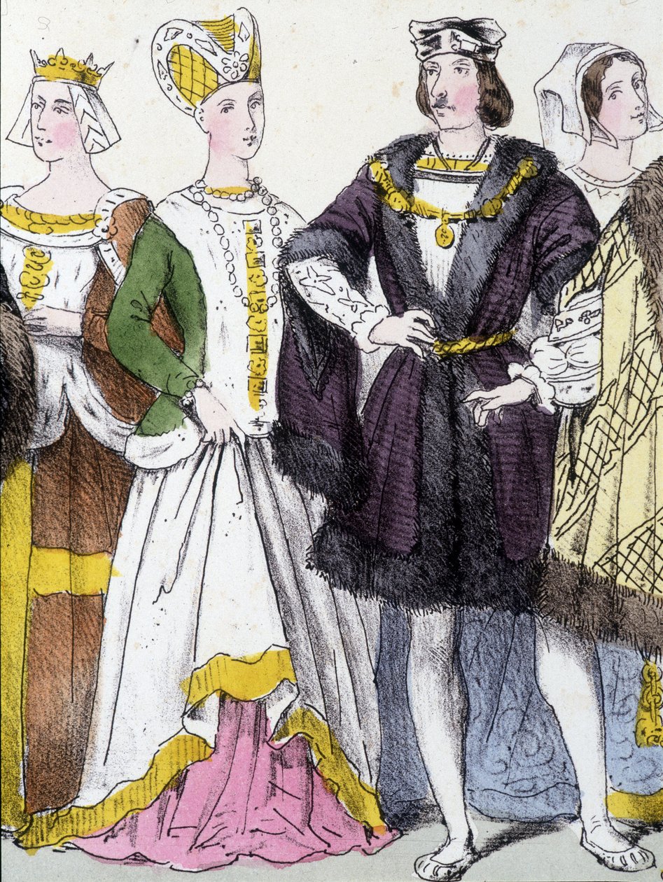 Ana da Bretanha e Carlos VIII - em "La monarchy francaise en estampes" de French School