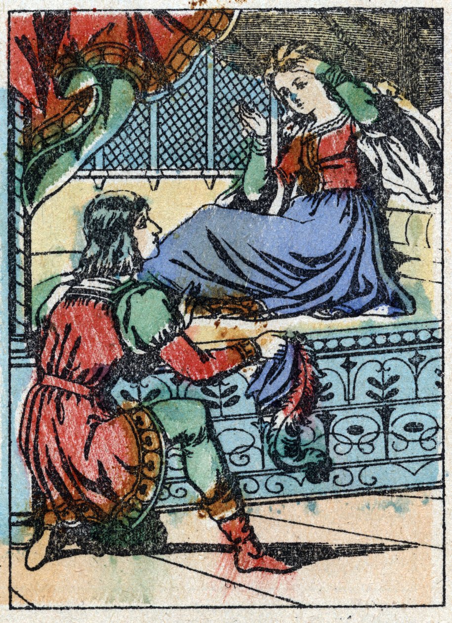 Ilustração anônima de "La belle au bois dormant", conto de Charles Perrault (1628-1703), escritor francês. Gravura em madeira de "Imaging Pellerin" - Epinal, sd. Final do século XIX. de French School
