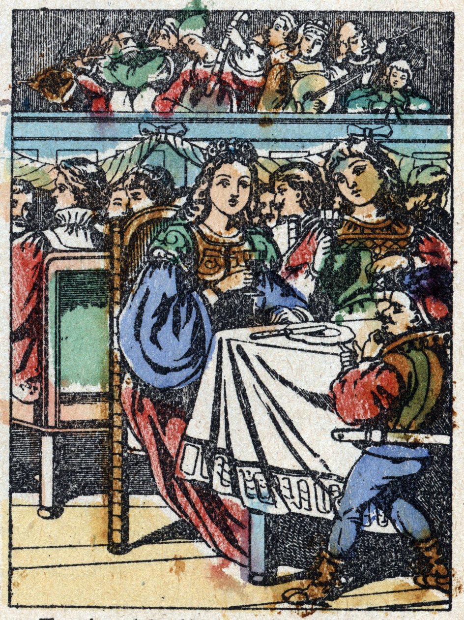 Ilustração anônima de "La belle au bois dormant", conto de Charles Perrault (1628-1703), escritor francês. Gravura em madeira de "Imaging Pellerin" - Epinal, sd. Final do século XIX. de French School