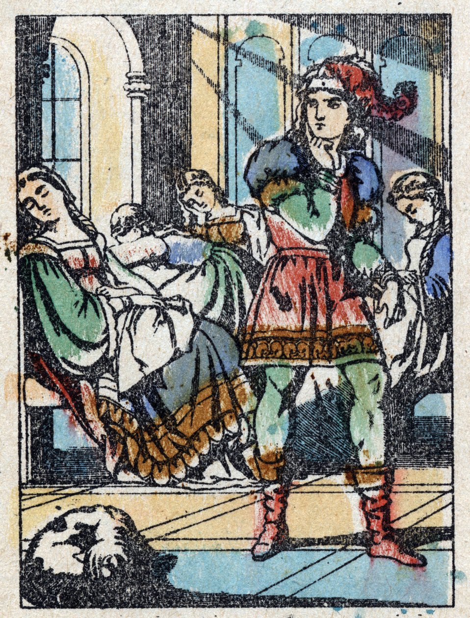 Ilustração anônima de "La belle au bois dormant", conto de Charles Perrault (1628-1703), escritor francês. Gravura em madeira de "Imaging Pellerin" - Epinal, sd. Final do século XIX. de French School