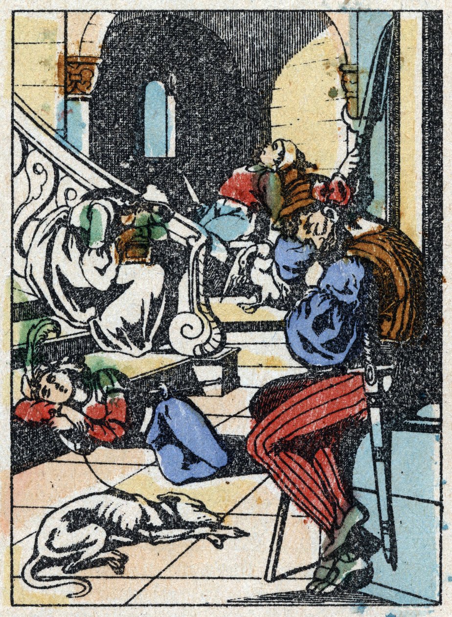 Ilustração anônima de "La belle au bois dormant", conto de Charles Perrault (1628-1703), escritor francês. Gravura em madeira de "Imaging Pellerin" - Epinal, sd. Final do século XIX. de French School