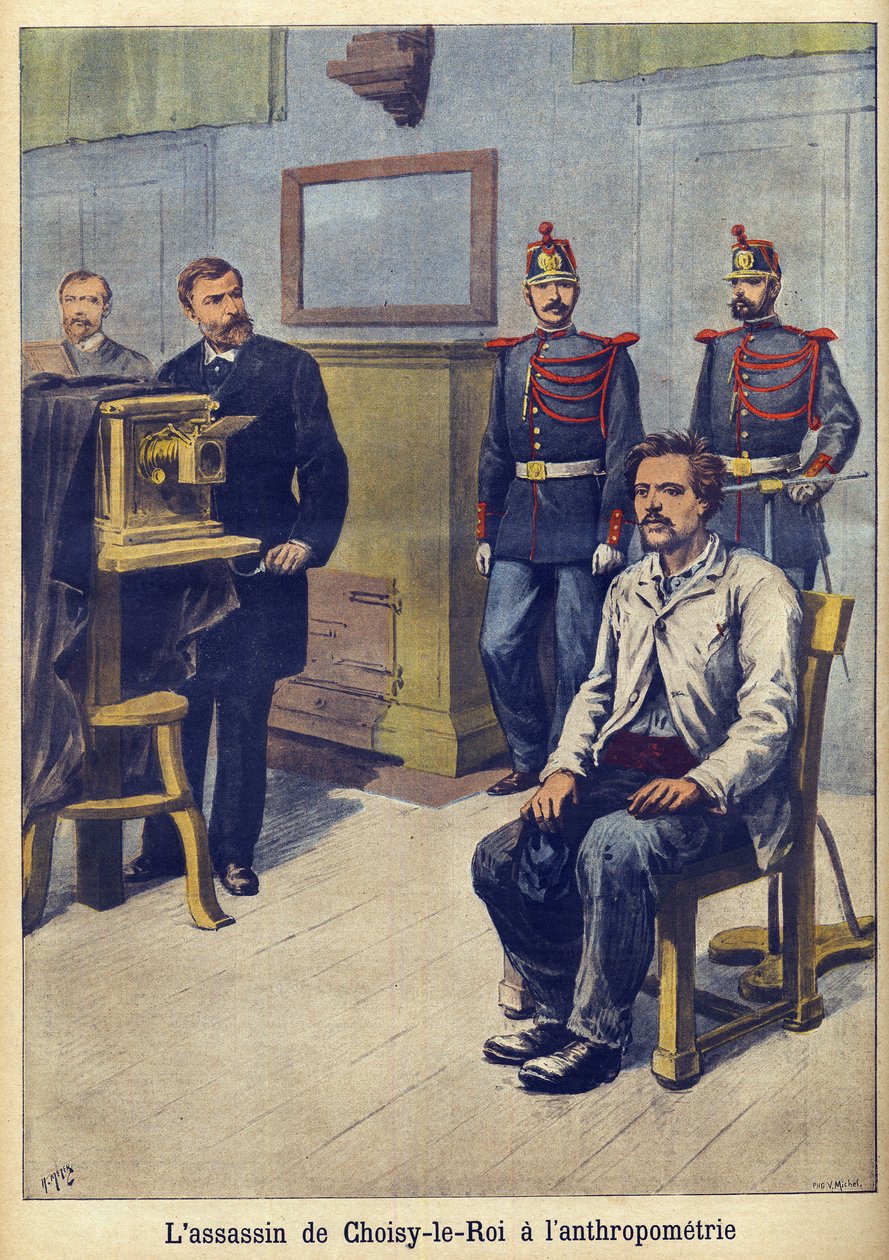 Antropometria - Alphonse Bertillon (1853-1914) ilustração de 