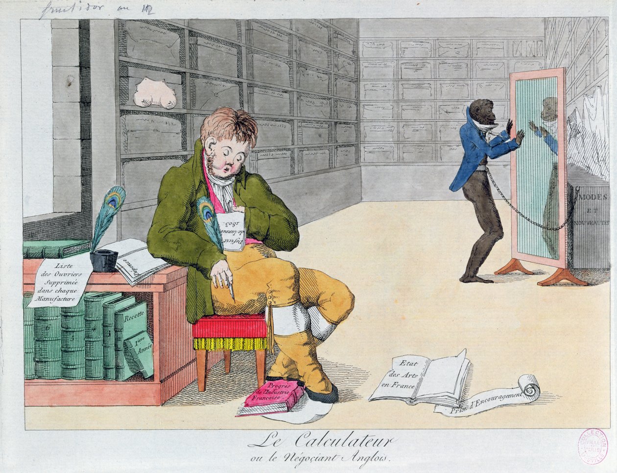 Anti desenhos animados ingleses, c.1803 de French School