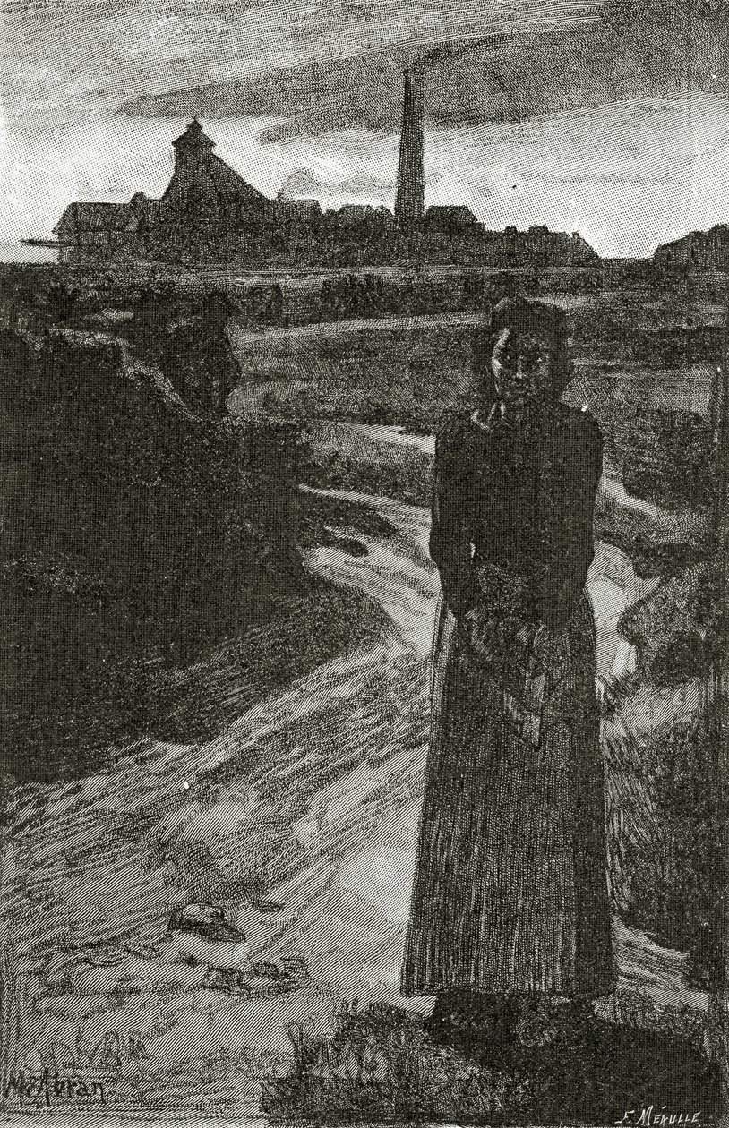 Anzin, do século XIX (gravura bw) de French School