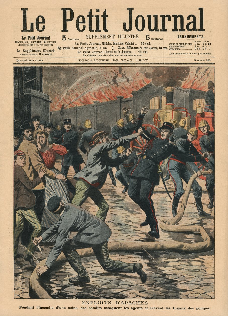 Conquistas Apache, ilustração de &39;Le Petit Journal&39;, suplemento ilustre, 26 de maio de 1907 de French School