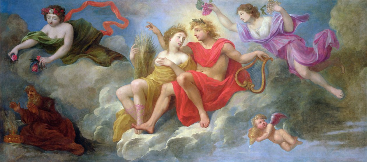 Apolo e as Estações, do teto do Hotel Colbert de Villacerf, c.1650 de French School