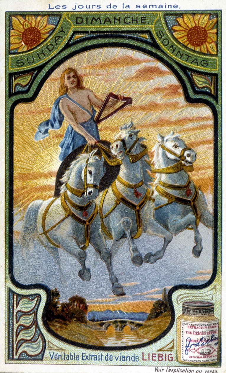 O tanque Apollo. Ilustração do domingo para o anúncio do "O verdadeiro extrato de carne de Liebig" (século XIX). de French School