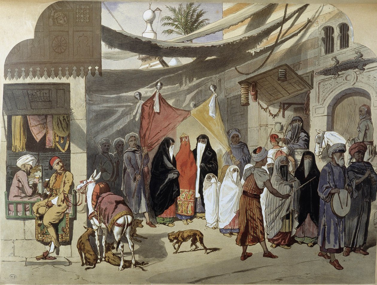 Casamento Árabe no Cairo - no "Egipto Moderno", de Henri de Amount, v.1870 de French School