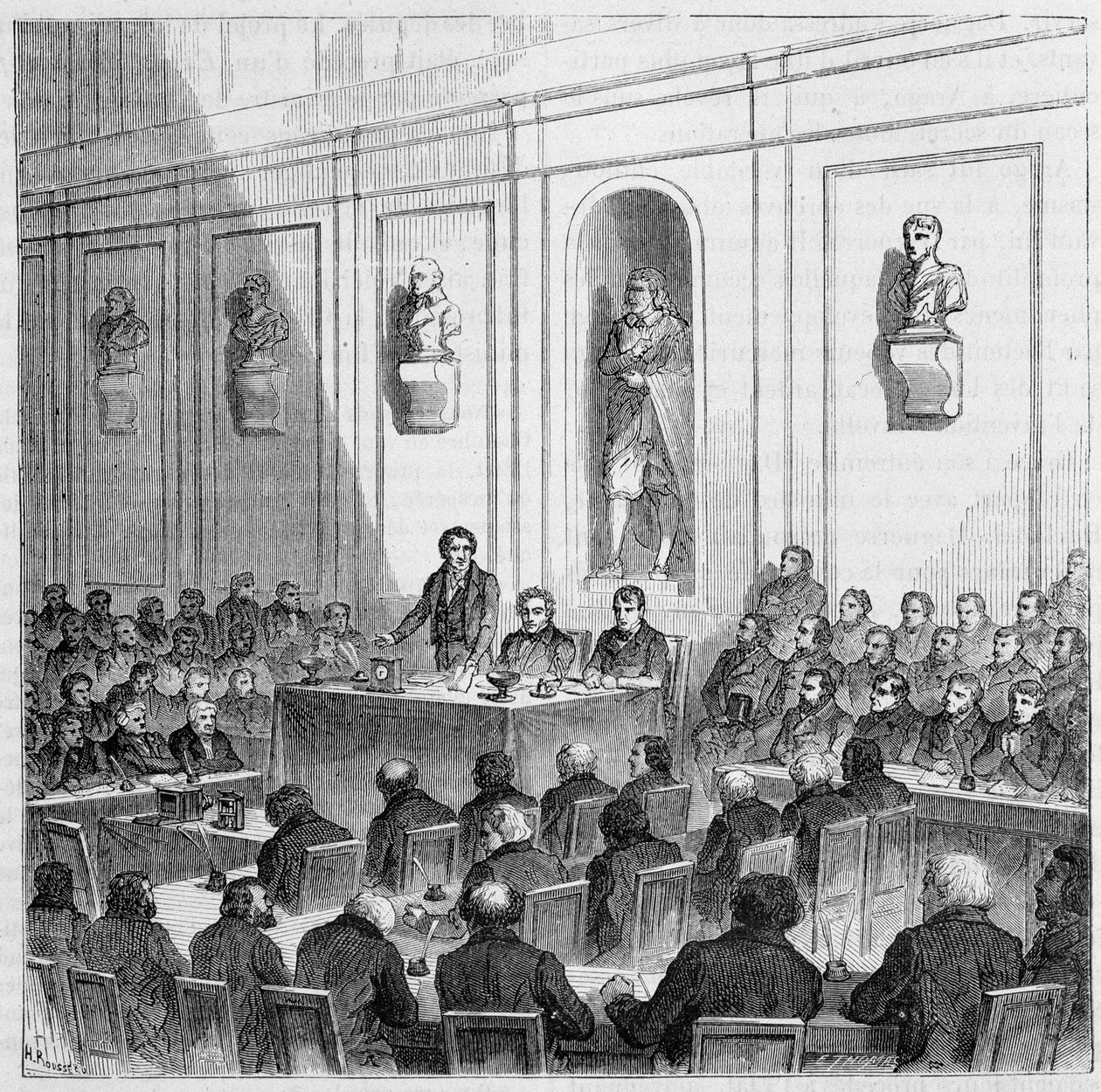 Arago anuncia a descoberta do Daguerre, na sessão pública da Academia de Ciências de 10 de agosto de French School