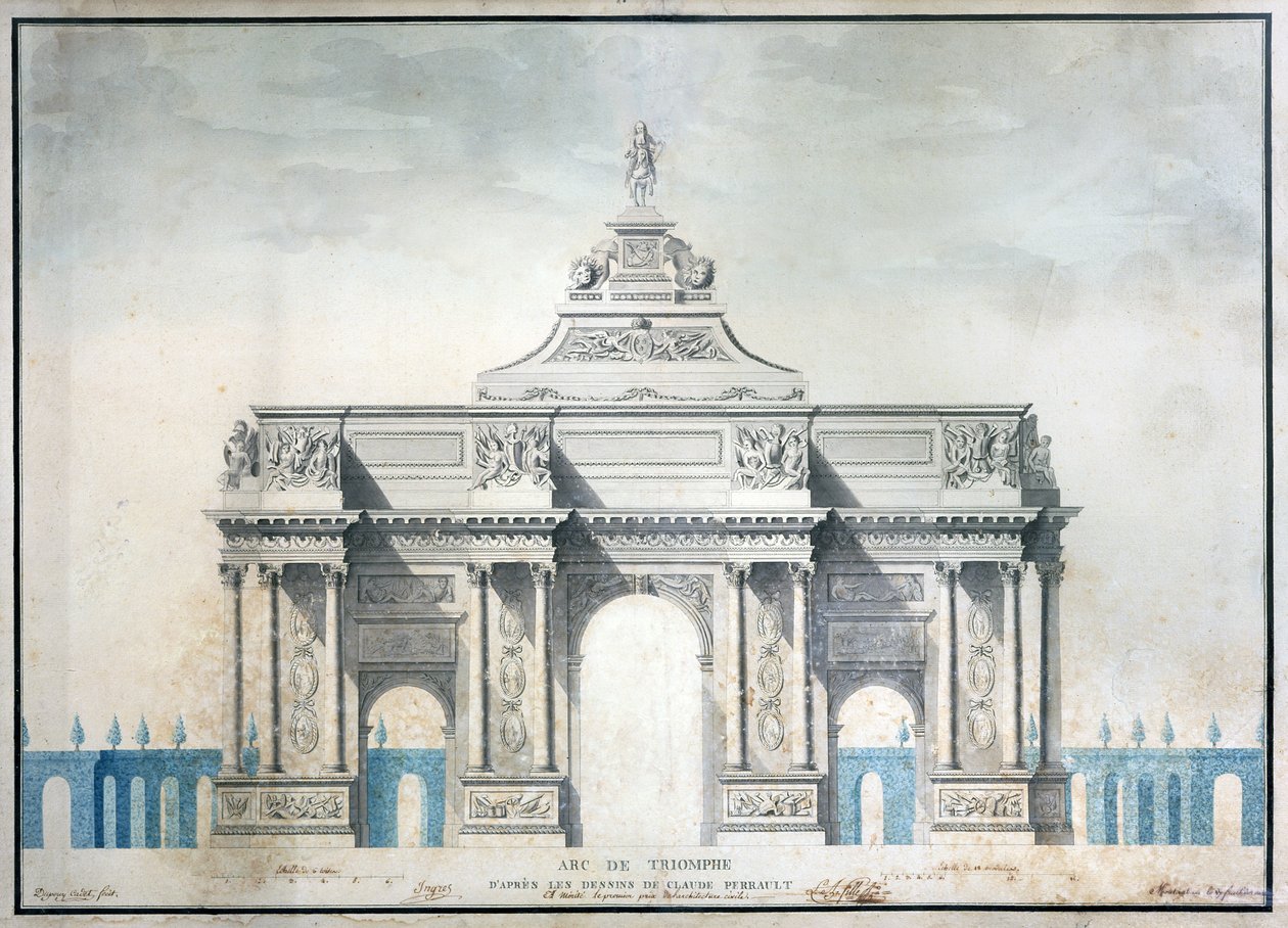 Arco do Triunfo, c.1810 (wc com caneta e tinta sobre papel) de French School