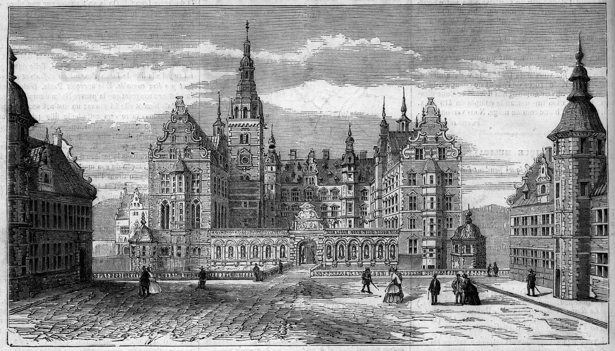 Arquitectura: vista exterior do castelo de Frederiksbourg (cerca de 1625) na Dinamarca de French School