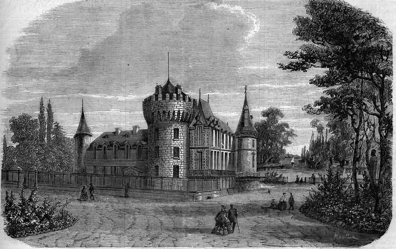 Arquitectura: vista exterior do castelo de Rambouillet (século XIV-15, remontado durante o século) de French School