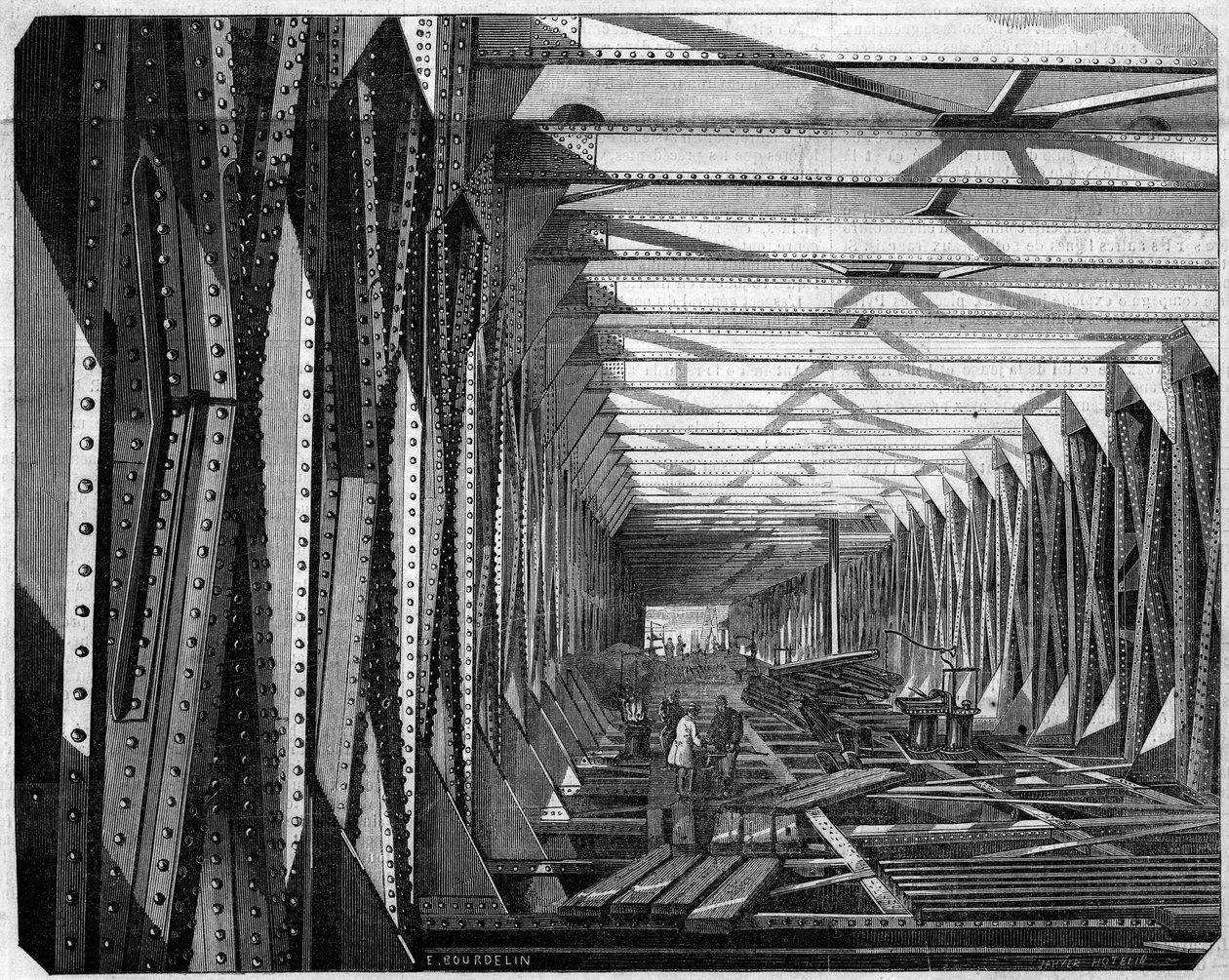Arquitetura: vista interior da Ponte Metálica de Bordeaux, Gironde (33) de French School