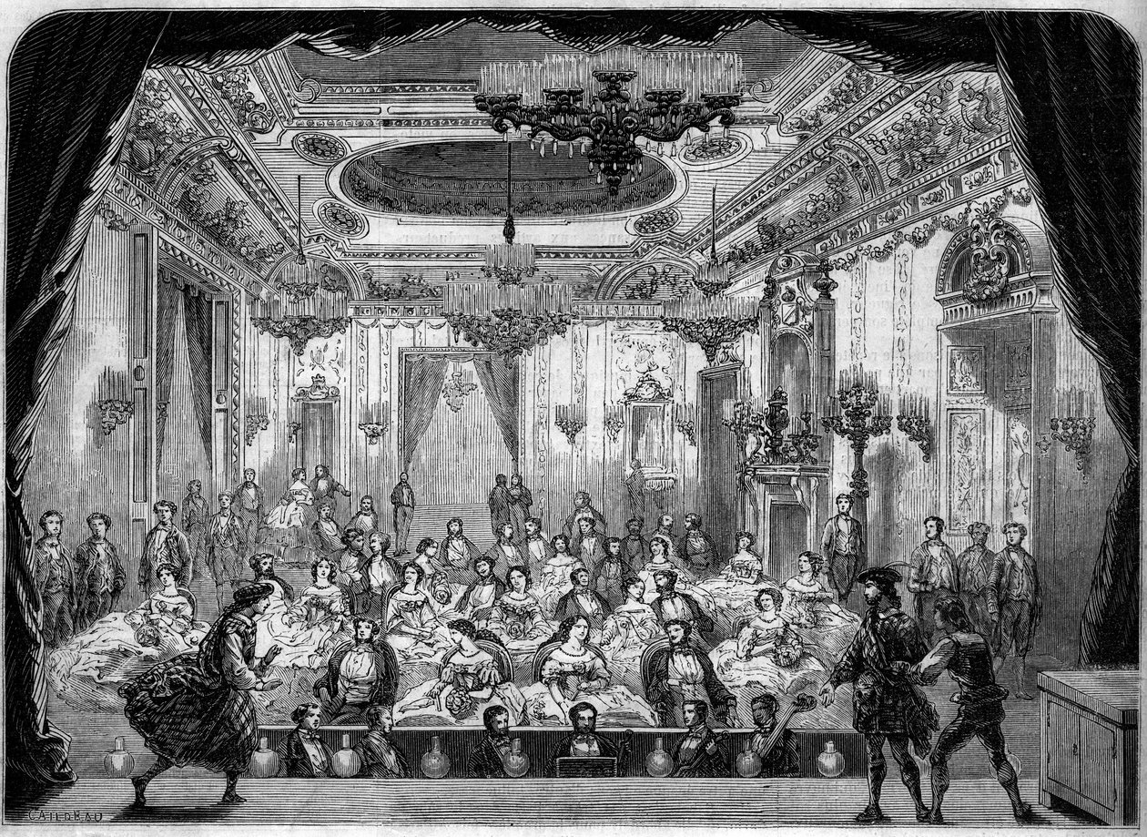 Arquitectura: vista interior da sala de espectáculos (século XVII) em Baden Baden, Alemanha de French School