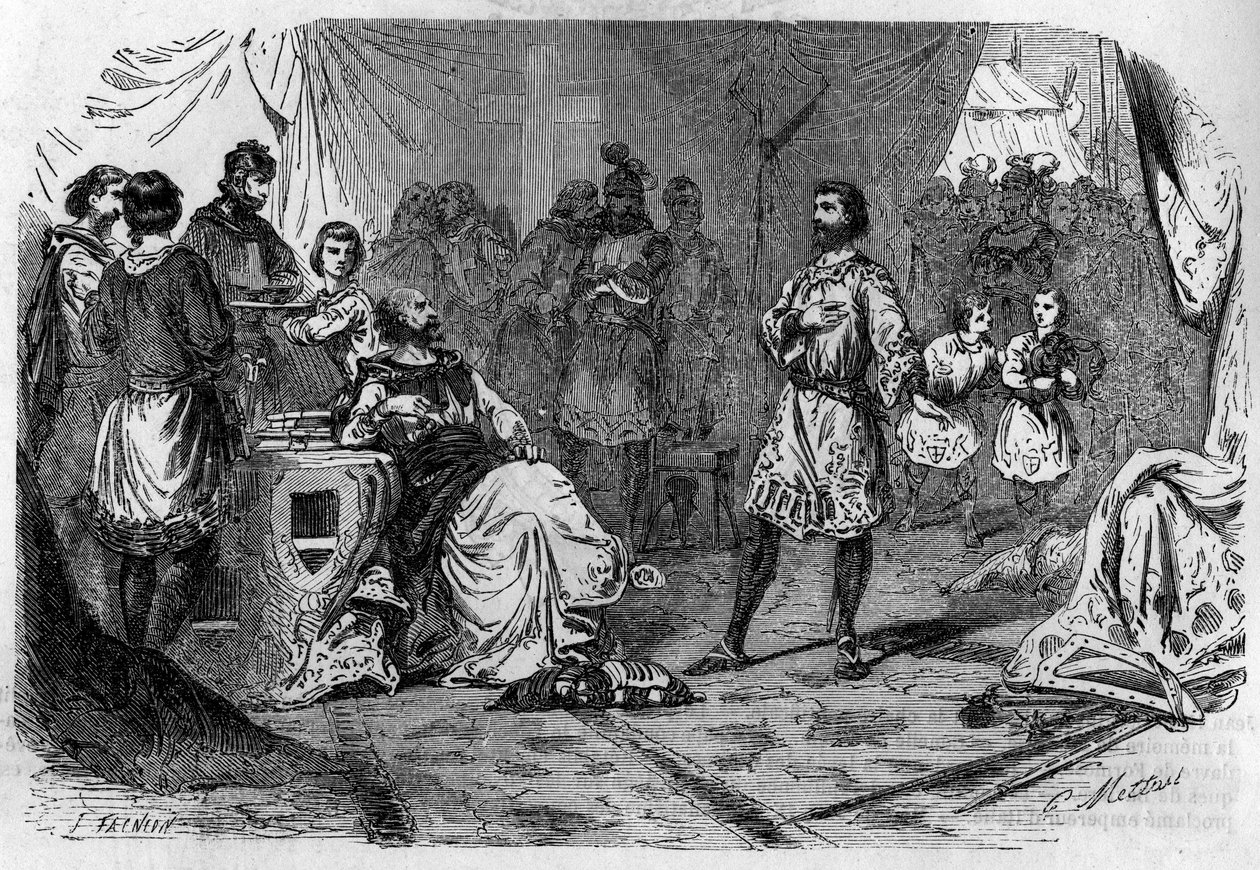 Argrim, eveque de Langres (século IX). Gravura em "Histoire des Papes-Rois-Queen and Empereurs a travessa les centuries" de Maurice Lachatre de French School