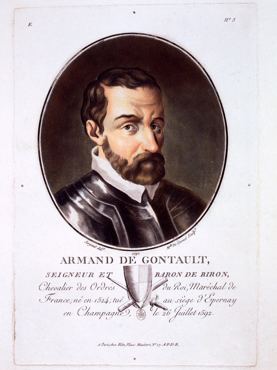 Armand de Gontaut, de Retratos de grandes homens, mulheres ilustres e temas memoráveis da França, publicou 1787-92 de French School