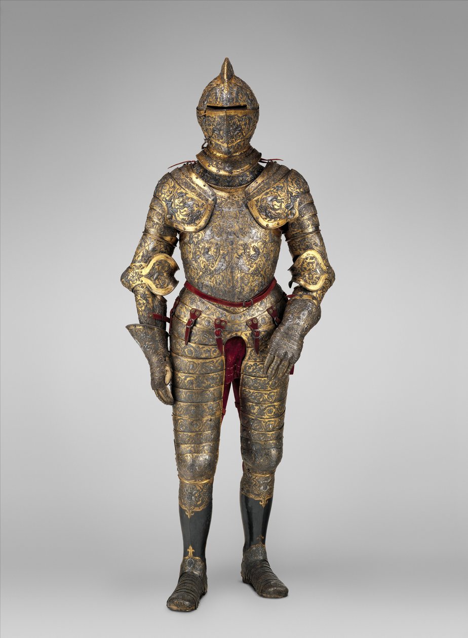 Armadura de Henrique II, Rei de França (reinado 1547-59), c.1555 (aço, ouro, prata, couro, têxtil)


Data: ca. 1555 Média: Aço, ouro, prata, couro, têxtil de French School