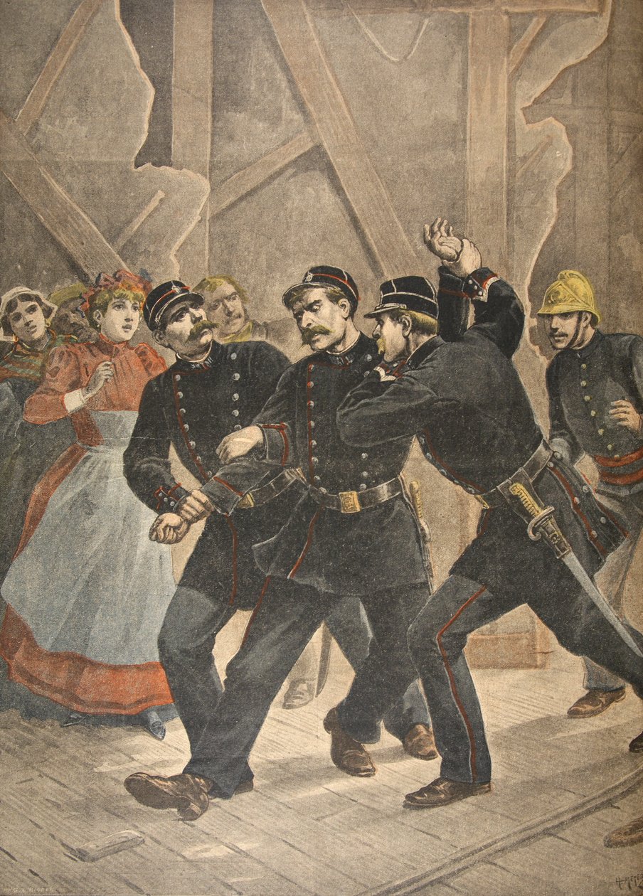 Detenção de sargento da cidade, ilustração do Le Petit Journal: Suplemento Ilustrativo, 1898 de French School