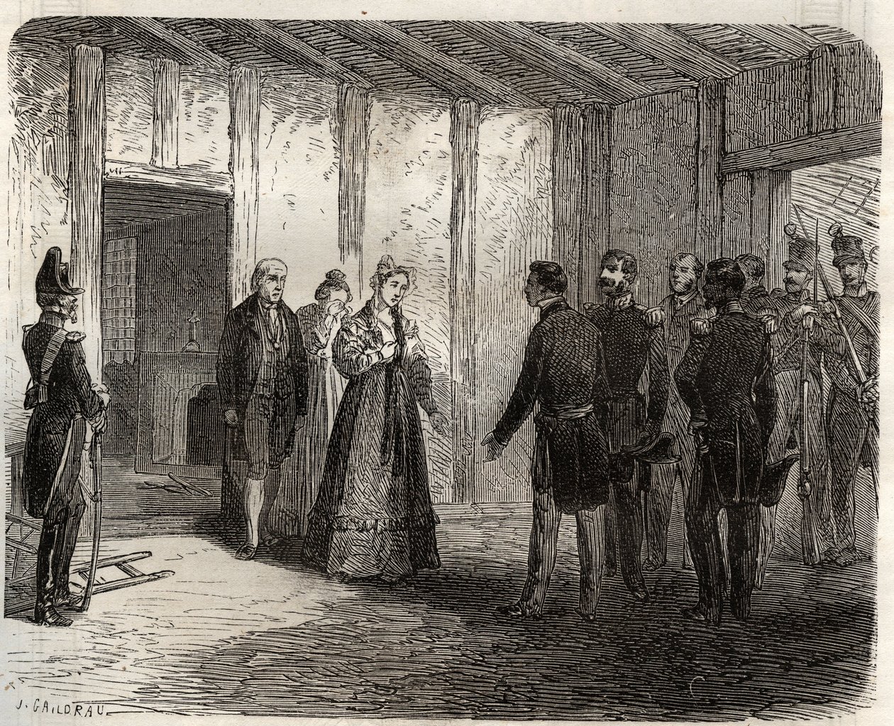 Prisão da duquesa de Berry (1798-1870 Marie-Caroline de Bourbon-Sicily) em Nantes em 7 de novembro de French School