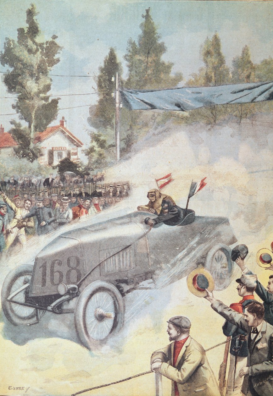 Chegada a Bordeaux do vencedor da corrida Paris to Madrid, do Le Petit Journal, 1903 de French School
