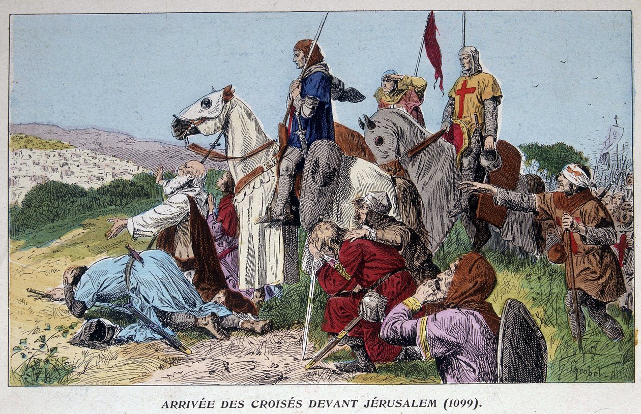 Chegada dos cruzados a Jerusalém (1099) de French School