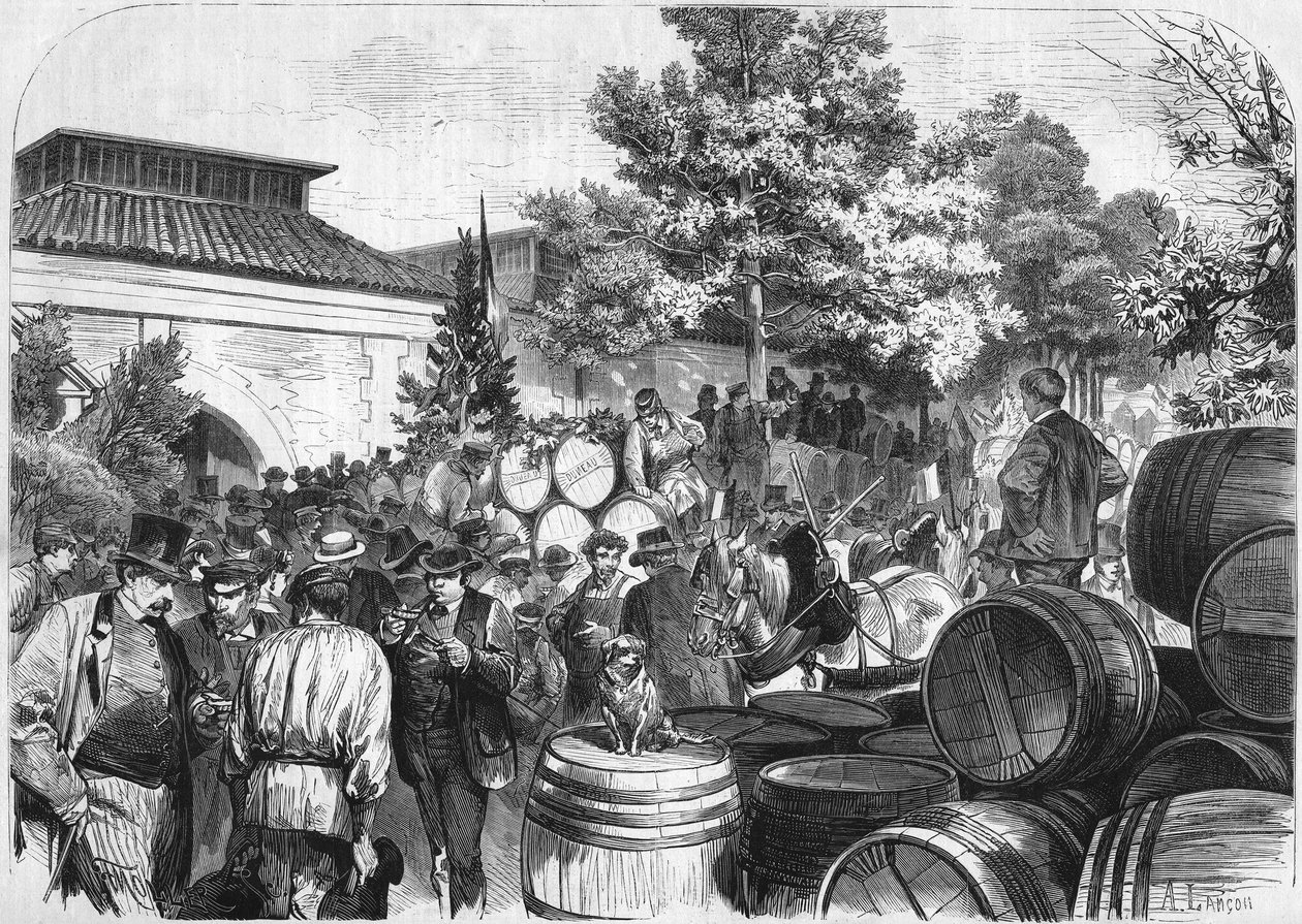 Chegaram ao armazém da Bercy os primeiros barris de vinho doce. Paris de French School