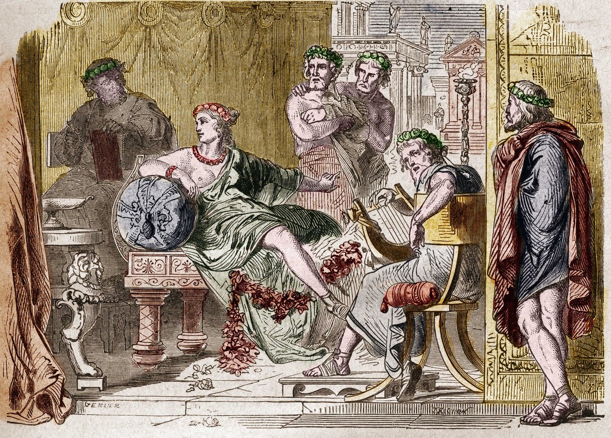 Aspasia de Miletus a cortesã grega do século V a.C. Gravura de French School