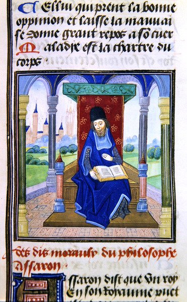 Assaron, de Histoire des Philosophes, final do século XV (vellum) de French School