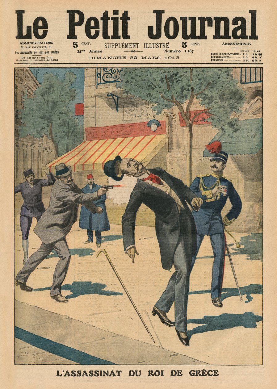 Assassinato de George I, Rei da Grécia, ilustração da capa do 