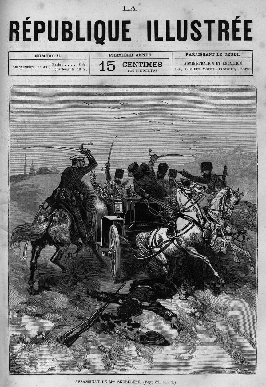 Assassinato de Olga Skobeleva (1823-1880), mãe de Mikhail Dmitrievich Skobeleff (General Skobeleff ou Skobelev) (1843-1882), por um grupo de ladrões em 6 de junho de French School