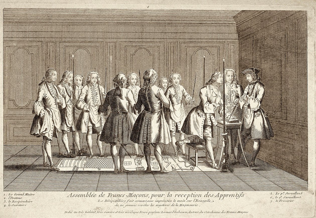 Montagem de macões de francos para recepção de aprendizes (gravura) de French School