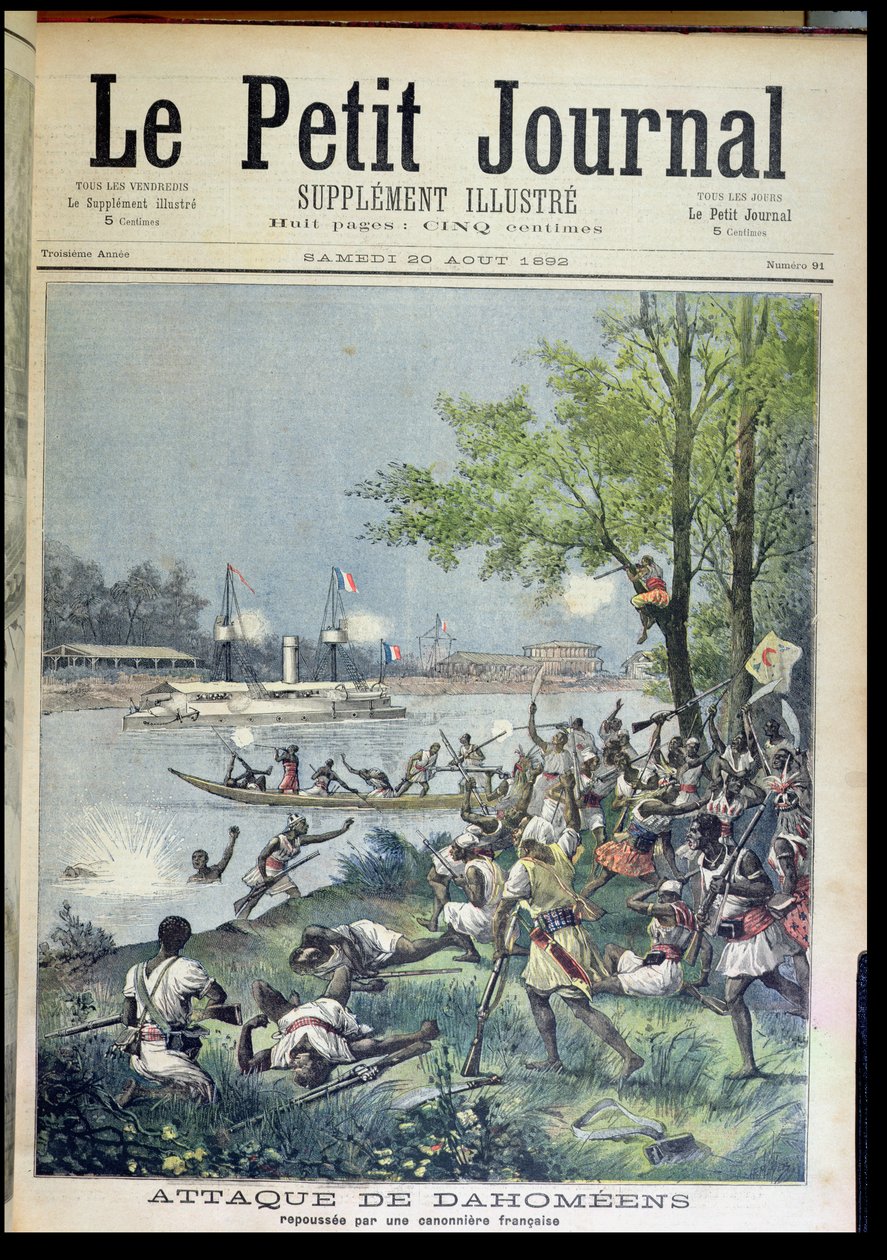 Ataque contra os aldeões de Dahomey, de Le Petit Journal, 20 de agosto de 1892 de French School