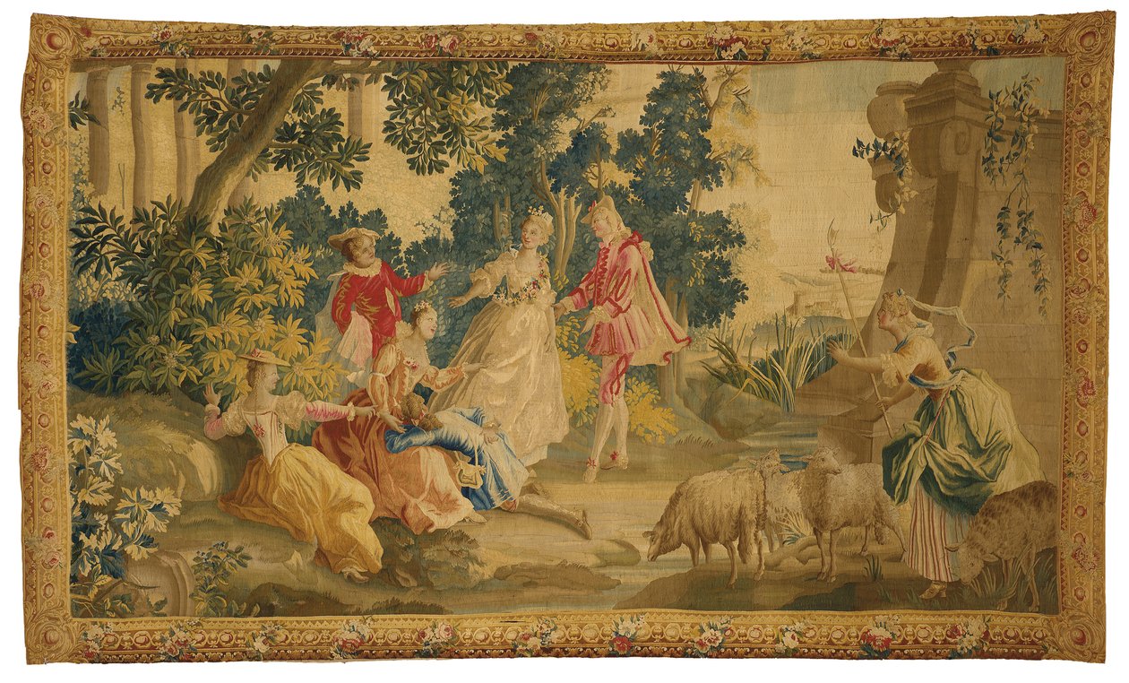 Tapeçaria pastoral de Aubusson de French School