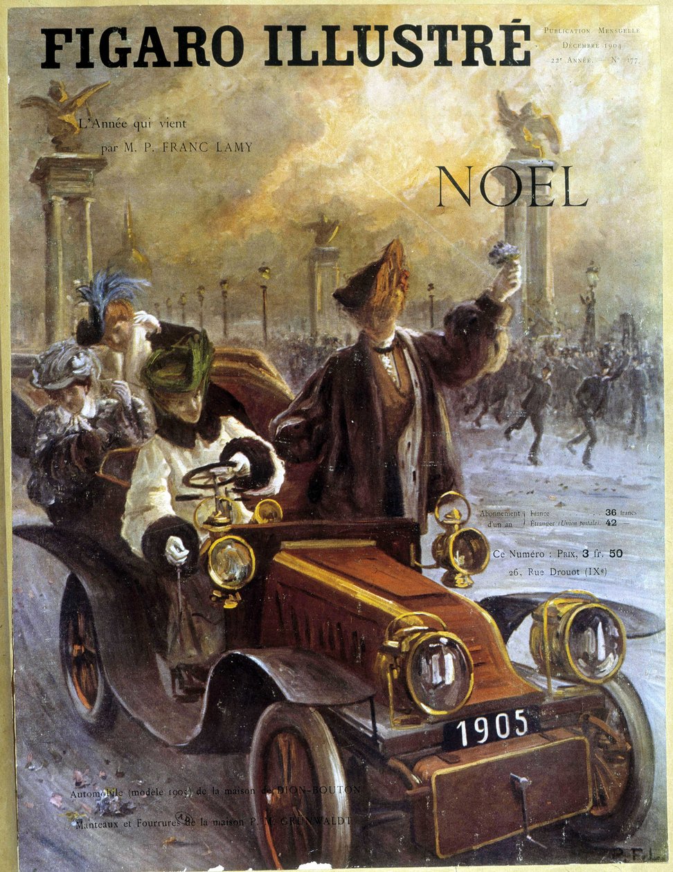 Automóvel Dion-Bouton 1905 e casacos e peles Grunwaldt - in "Le Figaro Illustré", Dez 1904 de French School