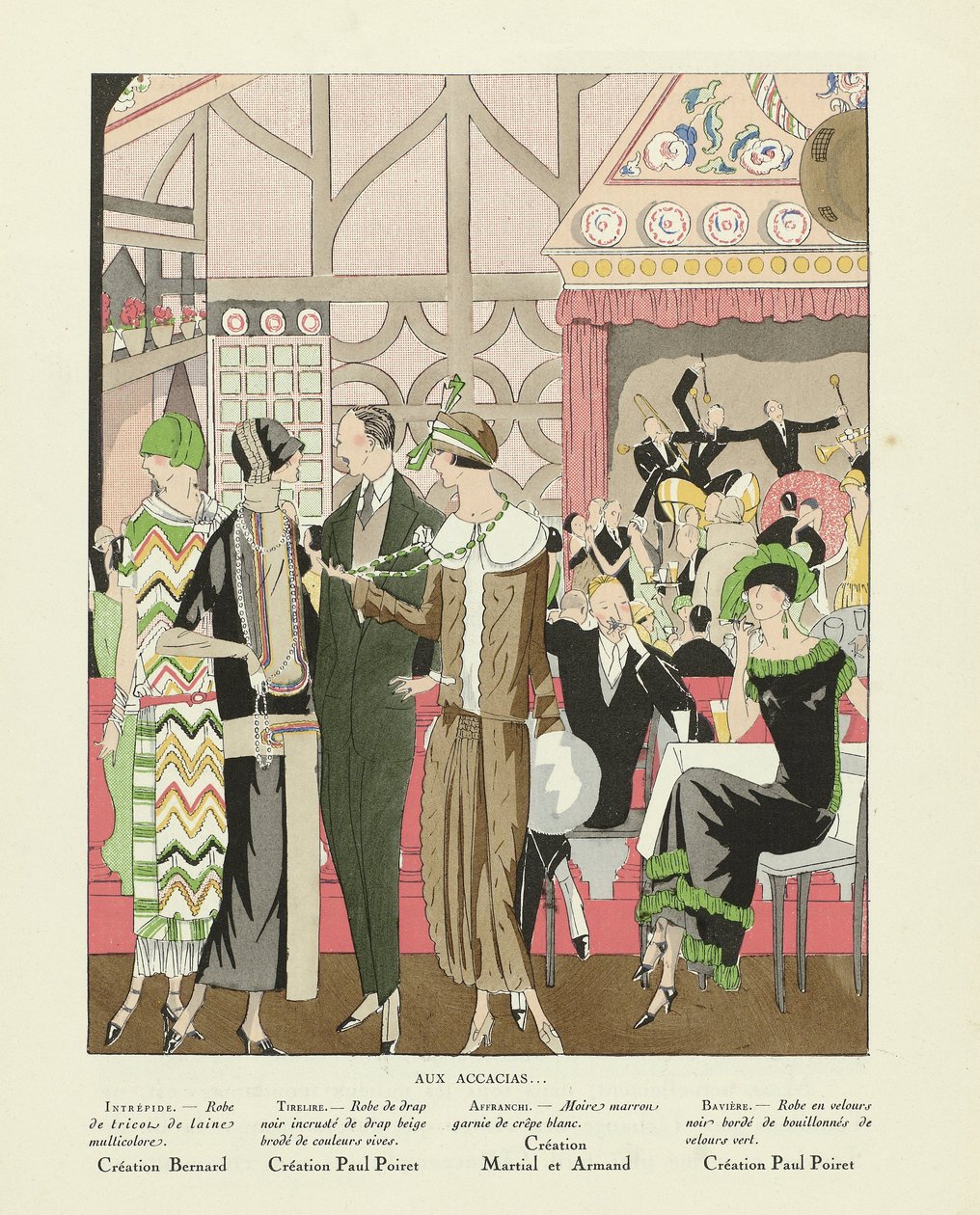 Aux Accacias ..., de Art-Gout-beaute, pub.1924 (gravura em pochoir) de French School